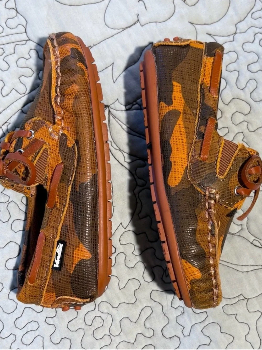 💥Venettini 55 Scott Boys Camo Leather Moccasin Loafers Euro 24- US 7.5/8💛